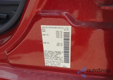 2022 Nissan Altima Sr Fwd z USA, uszkodzony, nr VIN 1N4BL4CV4NN337348